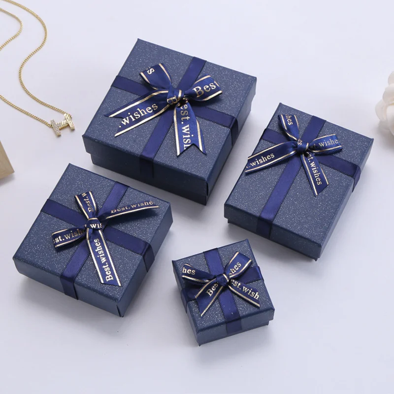 Blue Lid And Base Box Gift Box Jewelry by PacksFactory
