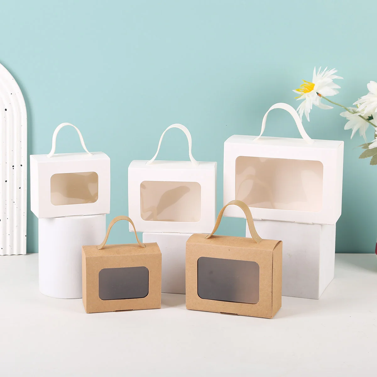Kraft White Cardboard Window Clear Window Box by PacksFactory