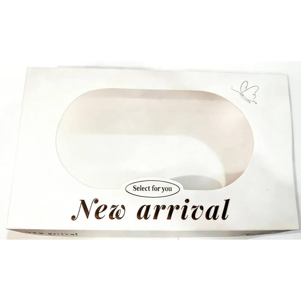 White Cardboard Window Packaging Box Socks by PacksFactory